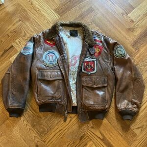 1987 Avirex USN Cockpit Top Gun G-1 leather flight jacket, size small